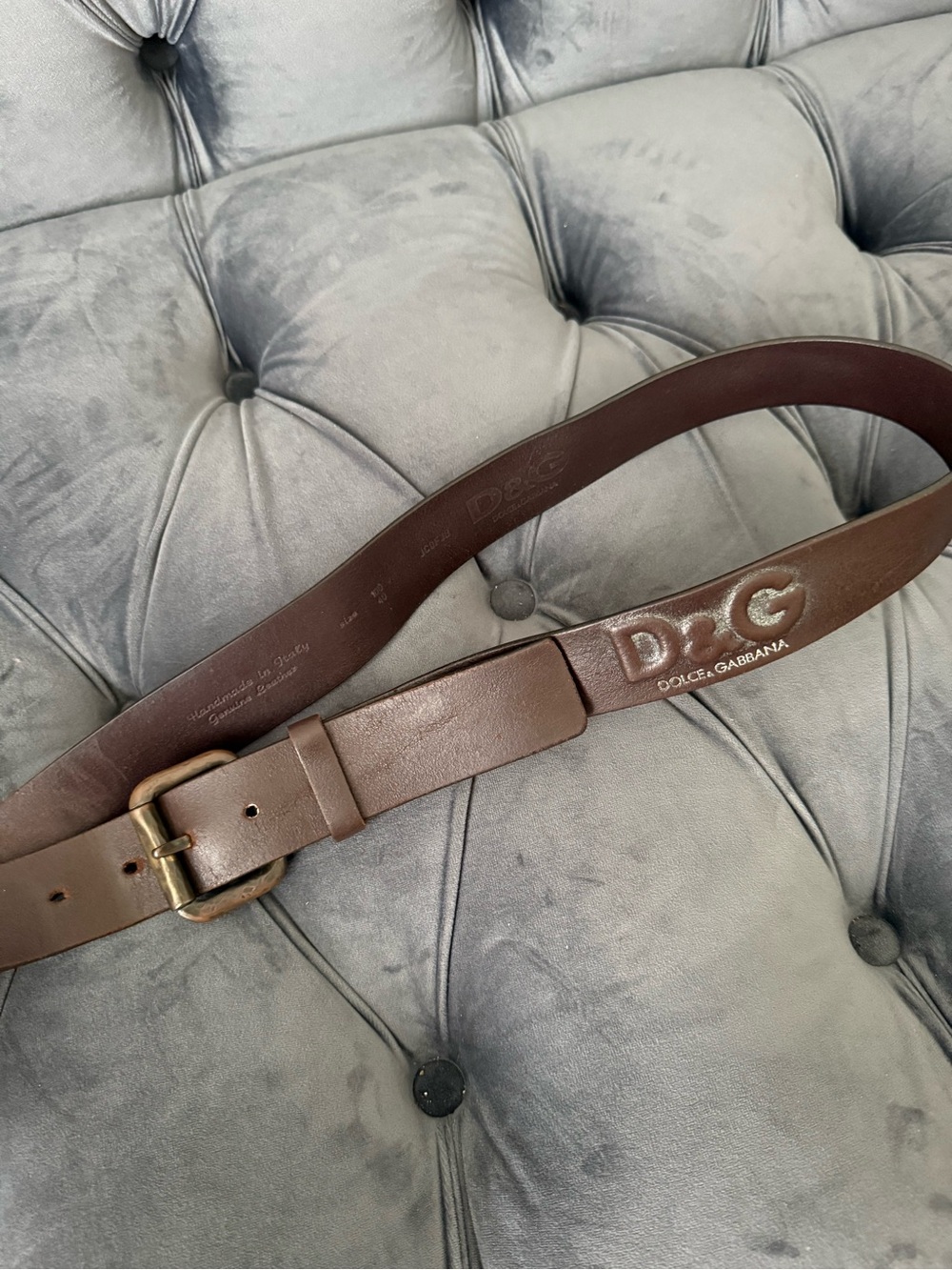Dolce & Gabbana Men's Dark Brown Leather Logo Belt